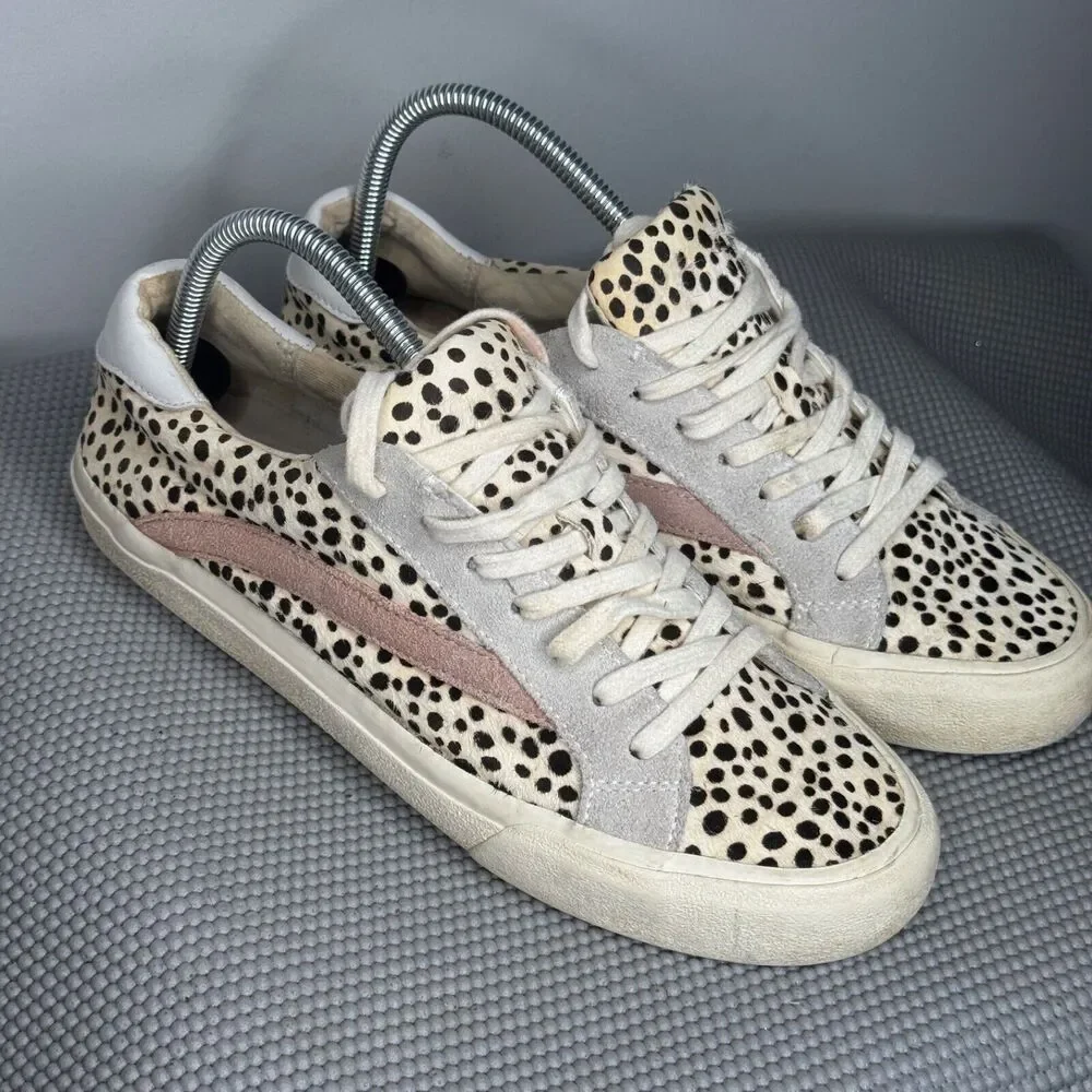 Madewell Sidewalk Calf‎ Hair Sneakers Womens US 9.5 Low Top Shoes Spotted White